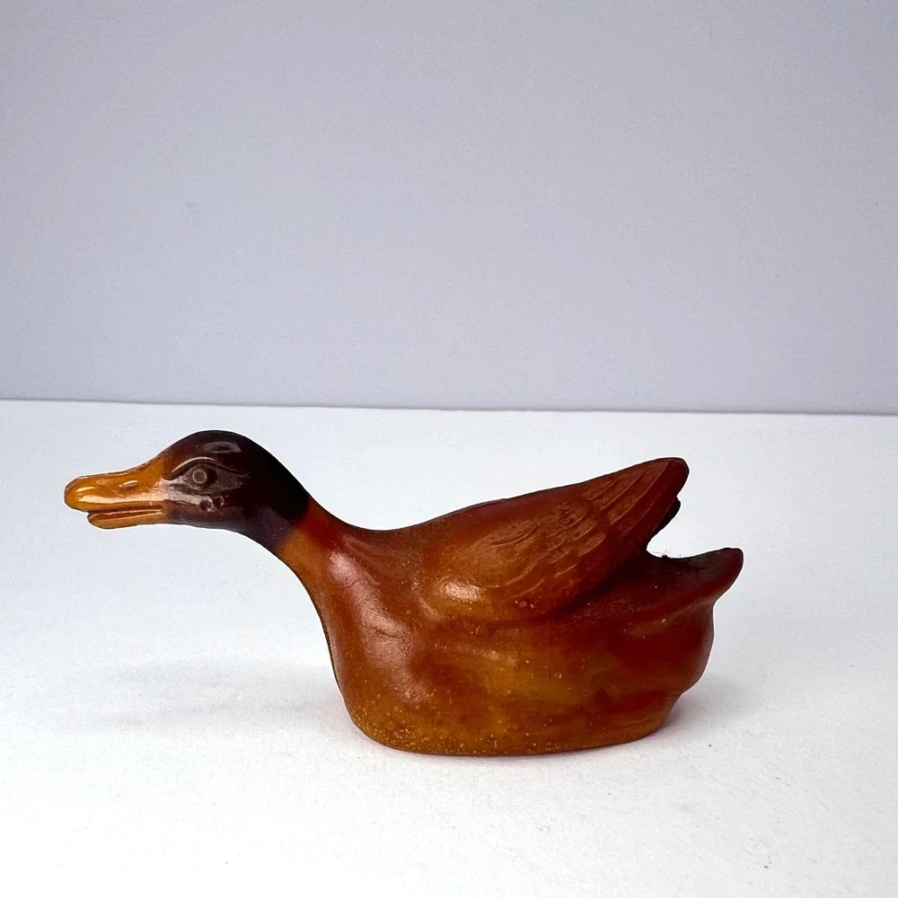 Antique Celluloid Miniature Duck Figurines 1930s Lot of 2 Toy Mallard Rattle‎